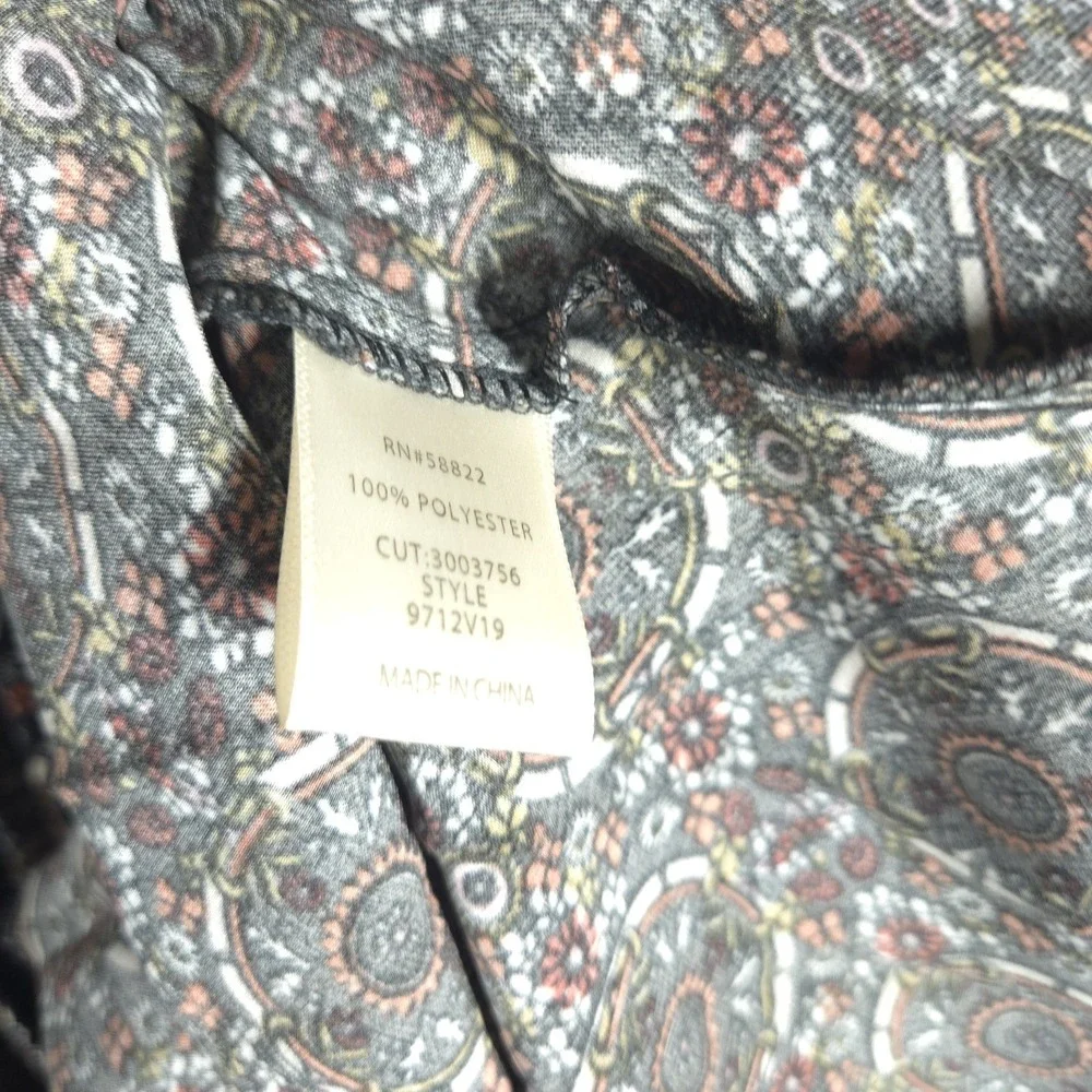 Max Studio Boho Pleated Midi Skirt Floral Medallion‎ Print Elastic Waist L